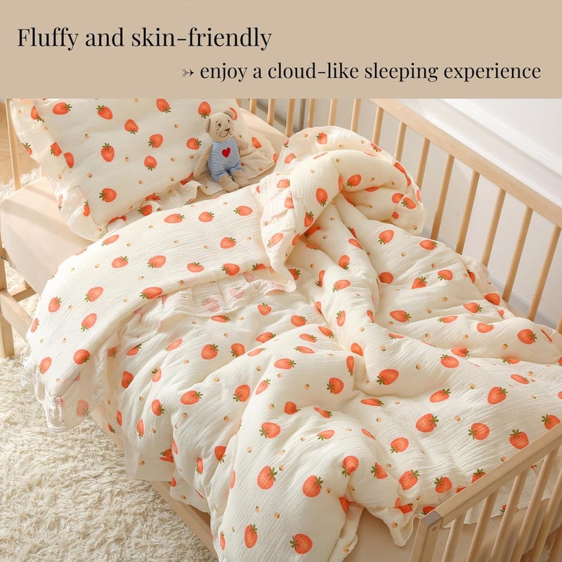 CLoucl 100% Cotton Muslin Crib Comforter/Quilt,Ultra Soft Cozy Reversible Baby Blanket,All Season Toddler Blankets for Boys and Girls, Machine Washable,41"x48" - Image 5